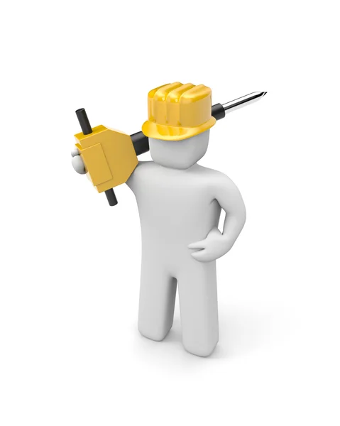 Trabalhador segurar jackhammer — Fotografia de Stock