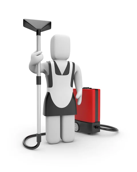 Hizmetçi ile elektrikli süpürge — Stok fotoğraf