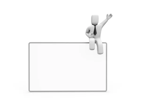 Persona y cartelera en blanco (agregue texto o diseño ) — Foto de Stock