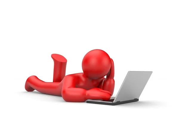 Person arbeta eller koppla av på laptop — Stockfoto