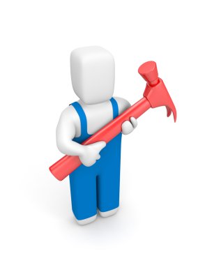 Worker with hammer clipart