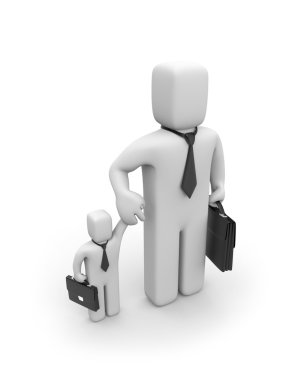 Big business is helping small businesses or father and son clipart