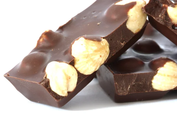 Cioccolato fondente con nocciole intere — Foto Stock