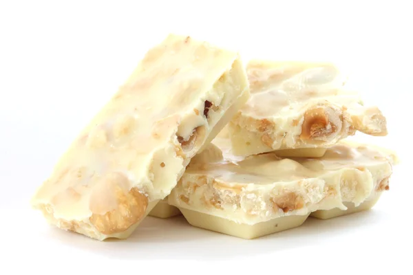 White chocolate with whole hazelnuts — Stock Photo, Image