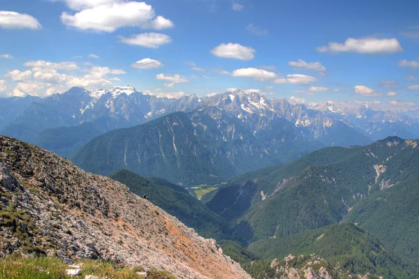 stock image Alps mountains and pastures