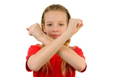 Girl is making X sign clipart