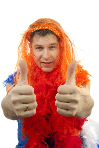 Soccer supporter thumbs up — Stock Photo, Image