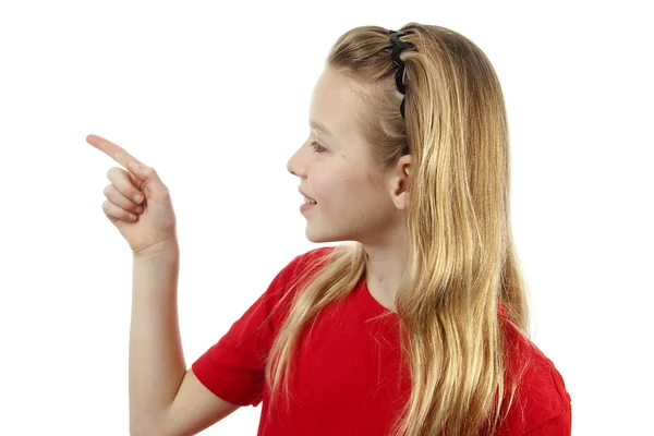 Girl is pointing — Stock Photo, Image