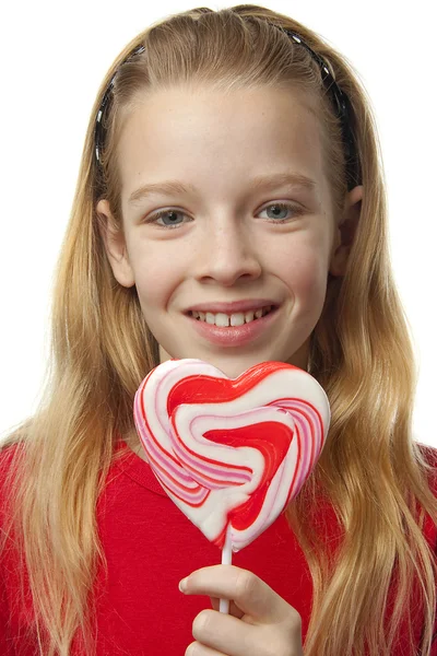 年轻女孩的棒棒糖 — 图库照片