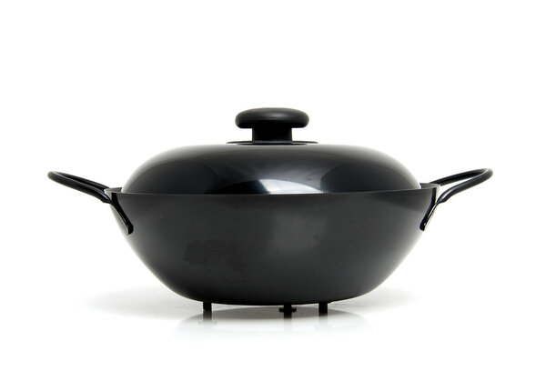 Black wok pan