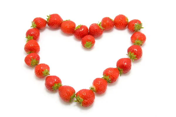 草莓在心的形状 — 图库照片