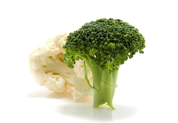 Świeże brokuły i kalafior — Zdjęcie stockowe