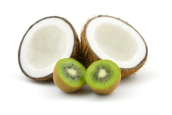 Kokosnøtt og kiwi – stockfoto