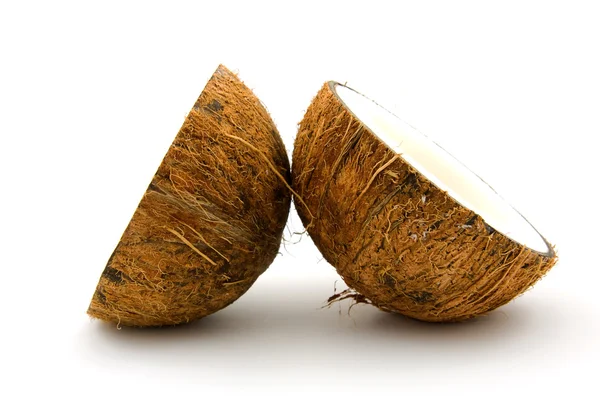 Kokosnød i halve - Stock-foto