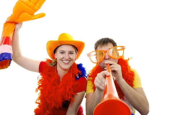Two dutch soccer fans — Stock Photo, Image