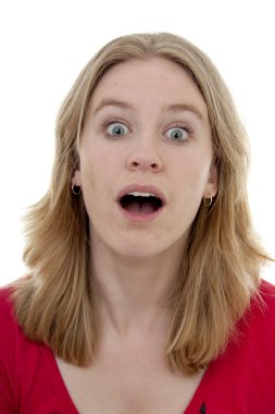 Young woman is looking surprised clipart