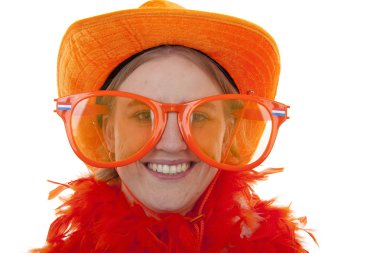 Soccer supporter with big orange glasses clipart