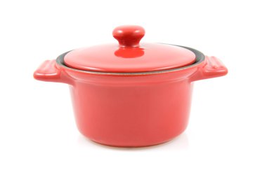 Red casserole isolated on white clipart