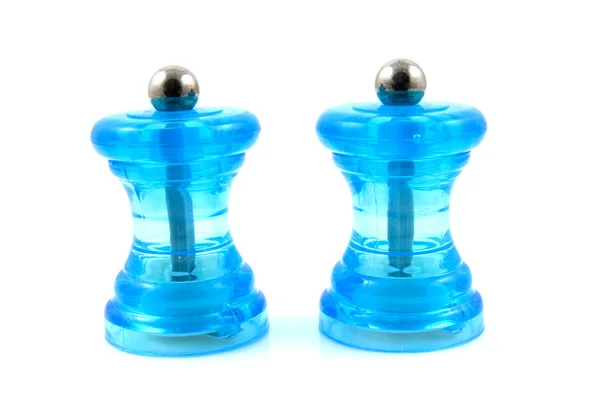 Blue plastic salt and pepper mill — Stock Photo, Image