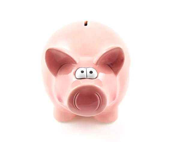 Piggy bank rosa em branco — Fotografia de Stock