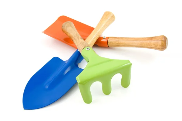 Colored gardening tools — Stock Photo, Image
