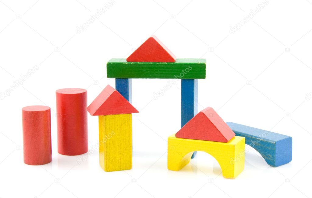 Colored wooden building blocks