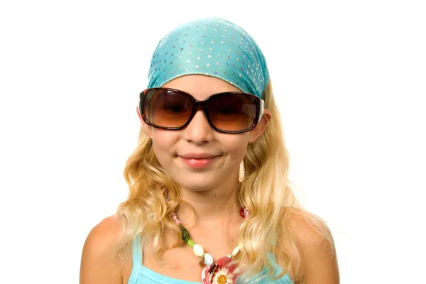Sommar flicka med stora solglasögon — Stockfoto