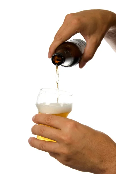 Pouring beer into glass — Stock Photo, Image