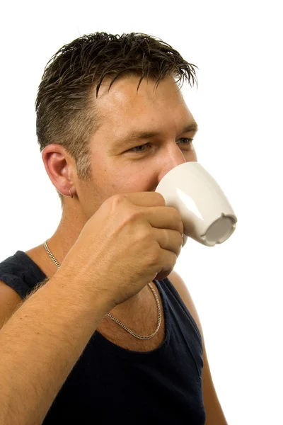 stock image Man drinks his coffee