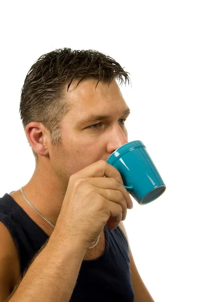 stock image Man drinks his coffee