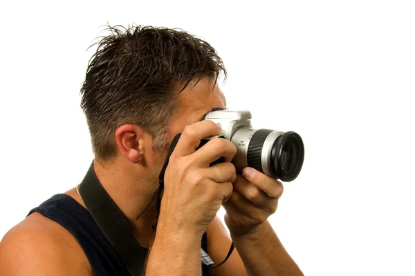 Muž s fotoaparátem — Stock fotografie