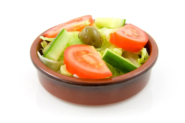 Коричневий мало миску з Фрес салат — стокове фото