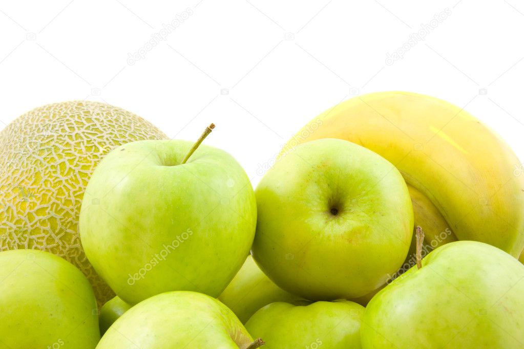 Fruits, melon, apple and bananas — Stock Photo © sannie32 3033031