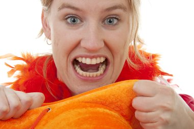 Dutch female soccer fan is angry clipart