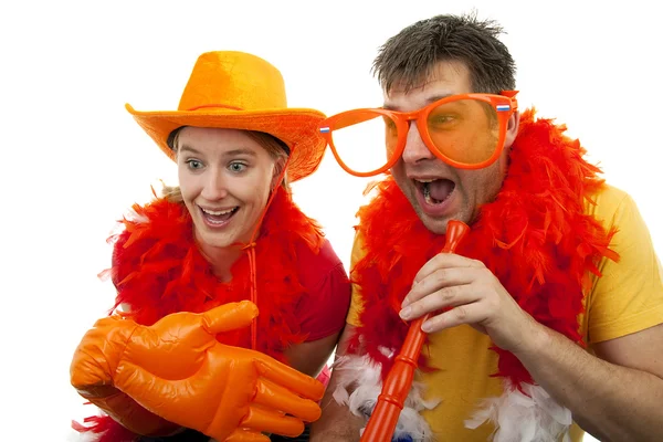 Two Dutch soccer fans — Stock Photo, Image