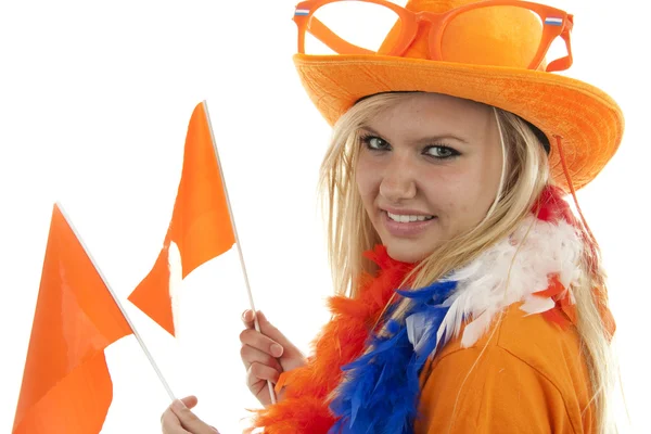 Female dutch soccer fan — Stock Photo, Image