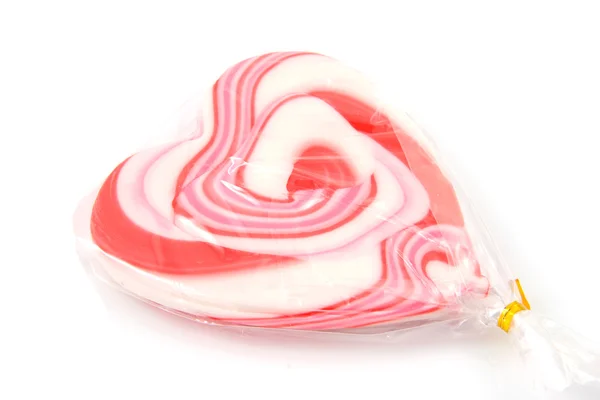 Pirulito de doces na forma de corações — Fotografia de Stock
