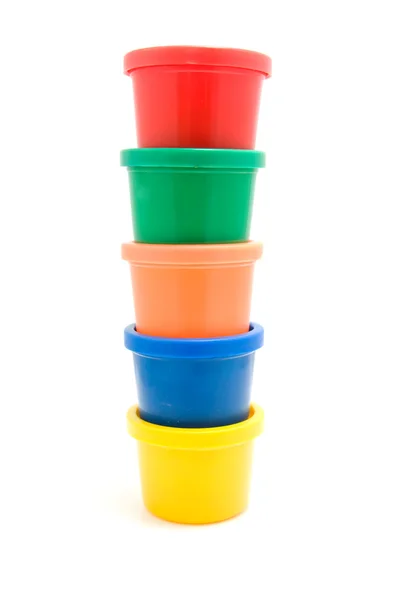 Gestapelde kleurrijke potten — Stockfoto
