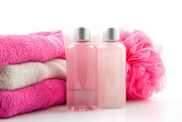 Růžové koupelně a lázeňské příslušenství — Stock fotografie