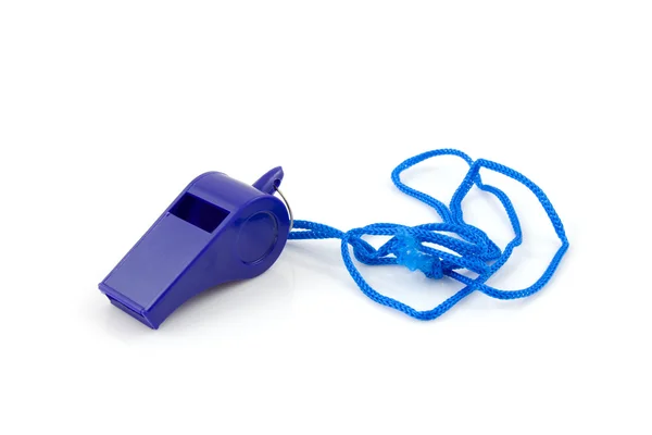 Blauw gekleurde kunststof whistle — Stockfoto
