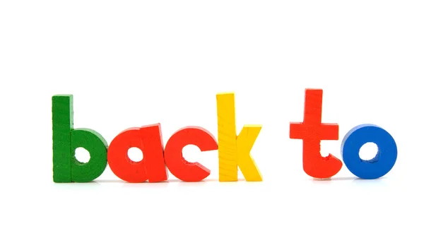 "terug naar "in houten letters — Stockfoto
