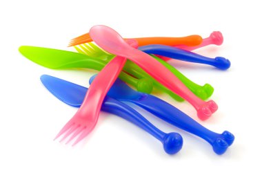 renkli plastik çatal bıçak takımı
