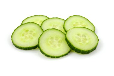 Six slices of fresh cucumber clipart