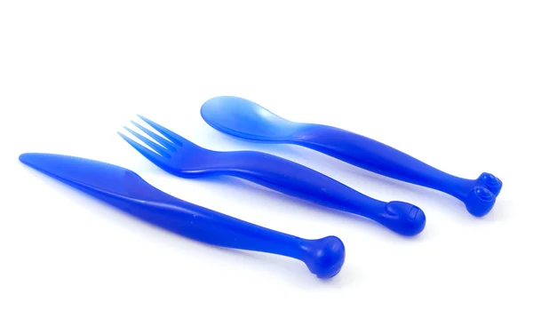 Kék színű evőeszközök — Stock Fotó