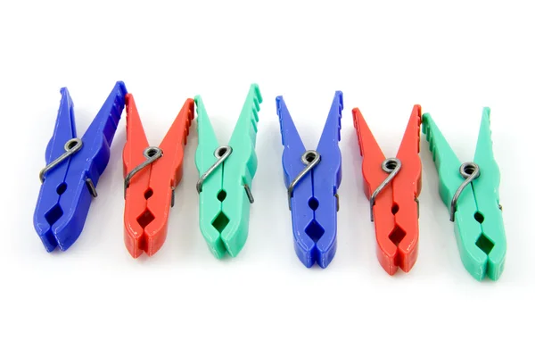 Barevné plastové clothespins — Stock fotografie