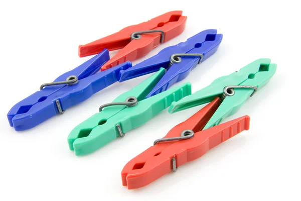Farverige plast clothespins - Stock-foto