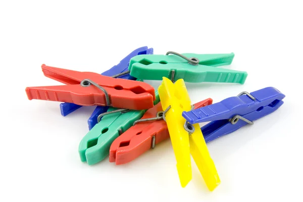 Colorful plastic clothespins — Stock Photo, Image