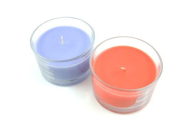 Twee gekleurde kaarsen — Stockfoto