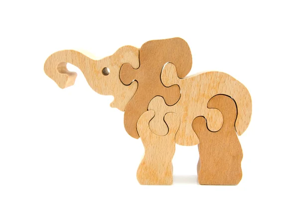 Houten steekpuzzel in de vorm van olifant — Stockfoto