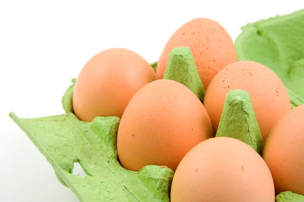 Huevos de pollo en caja verde —  Fotos de Stock